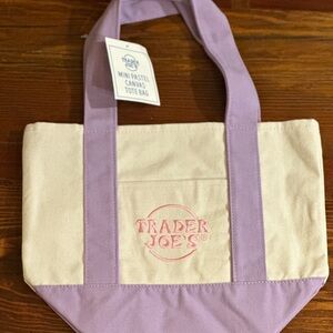 Purple and Cream Canvas Tote Bag